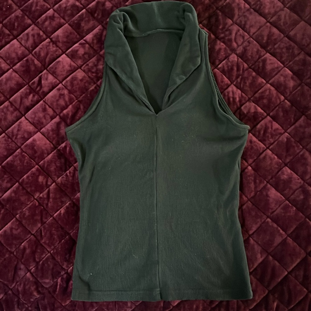Dark Green Collared Tank Top
